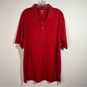 Adidas Mens Polo Golf Shirt Red Short Sleeve‎ Size Large Short Sleeve